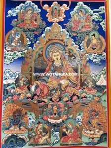 莲花生大师八变相阿弥陀佛吉祥智慧供养图（彩唐）