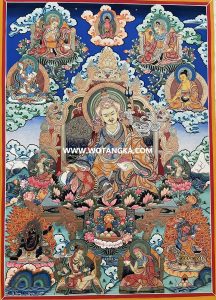 莲花生大师八变相阿弥陀佛如意智慧供养图（彩唐）