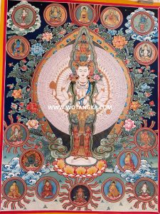 千手观音诸佛菩萨法界吉祥平安供养图（彩唐）